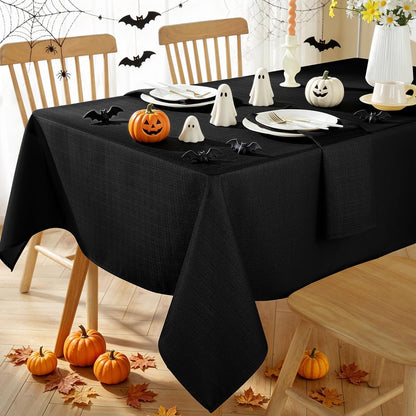 SASTYBALE Black Textured Tablecloth Rectangle 60 x 120 Inch, Halloween