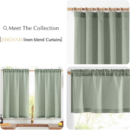 jinchan Linen Textured Tier Curtains 24 Inch - Image 7