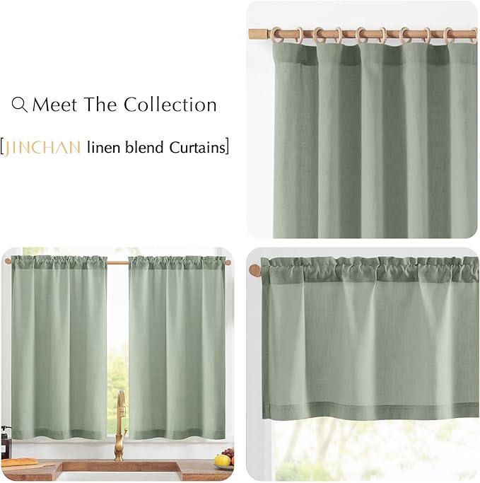 jinchan Linen Textured Tier Curtains 36 Inch - Image 6
