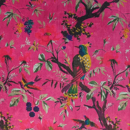 Eyes of India 20x20 inch Burgundy Red Velvet Floral Flower Bird Throw Pillow - Image 3