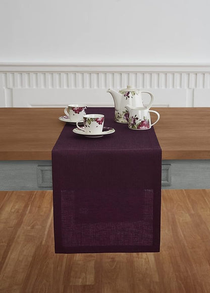 Solino Home Linen Chambray Burgundy Table Runner 144 Inches Long - Image 2