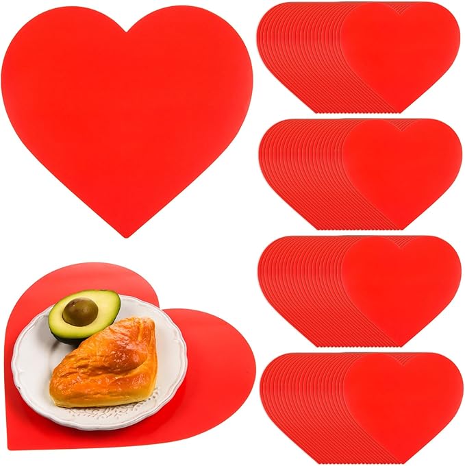 FOBSME 60 Pack Valentine's Paper Placemats Red Heart Placemats Disposable Love by FOBSME