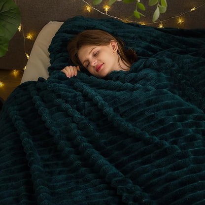 NEWCOSPLAY Super Soft Queen Blanket Dark Teal Premium Silky Flannel Fleece 3D - Image 2