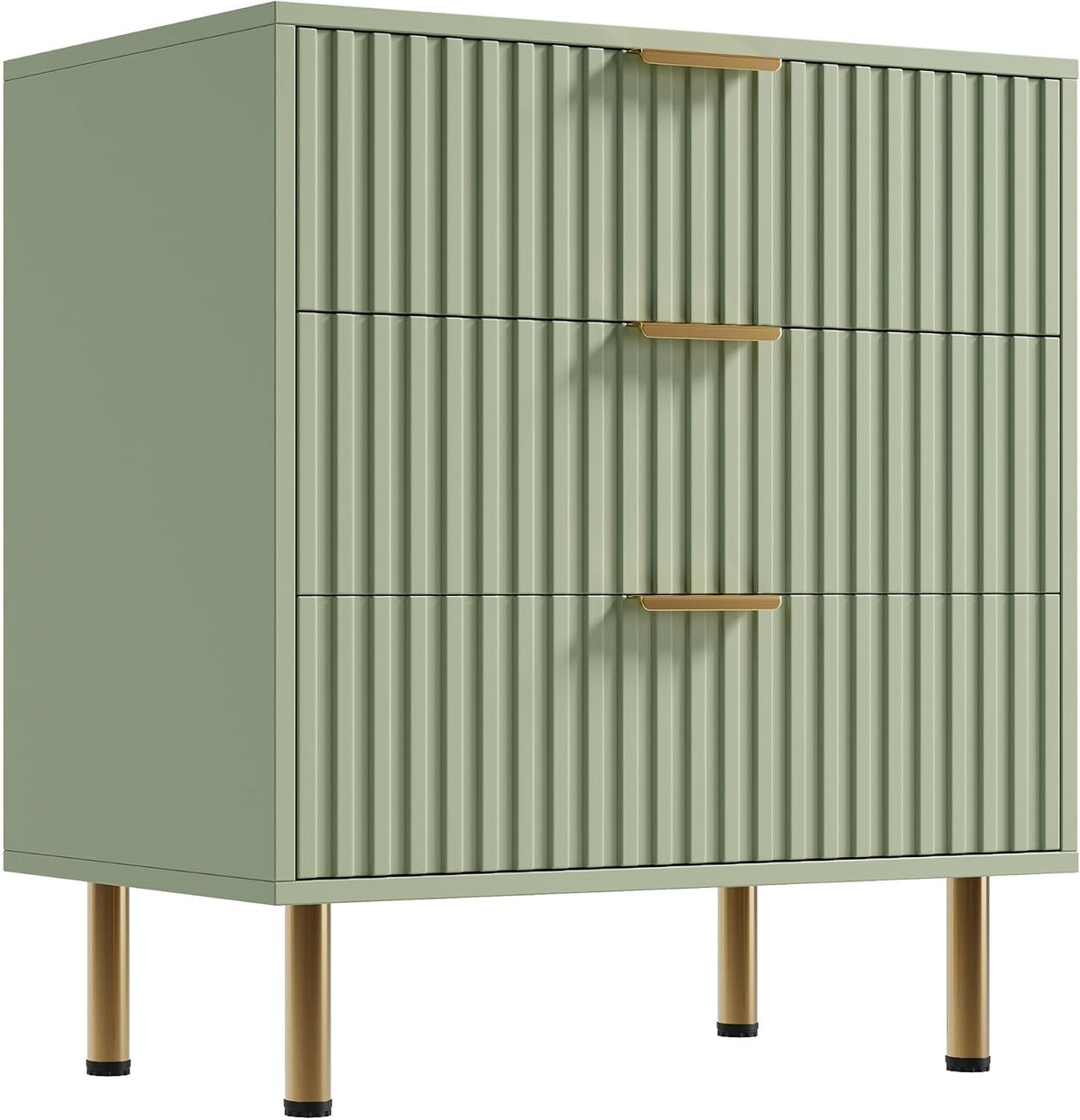garveehome fluted green 3 drawer dresser for bedroom, view 9