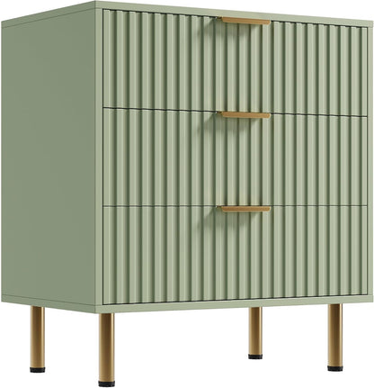 garveehome fluted green 3 drawer dresser for bedroom, view 9