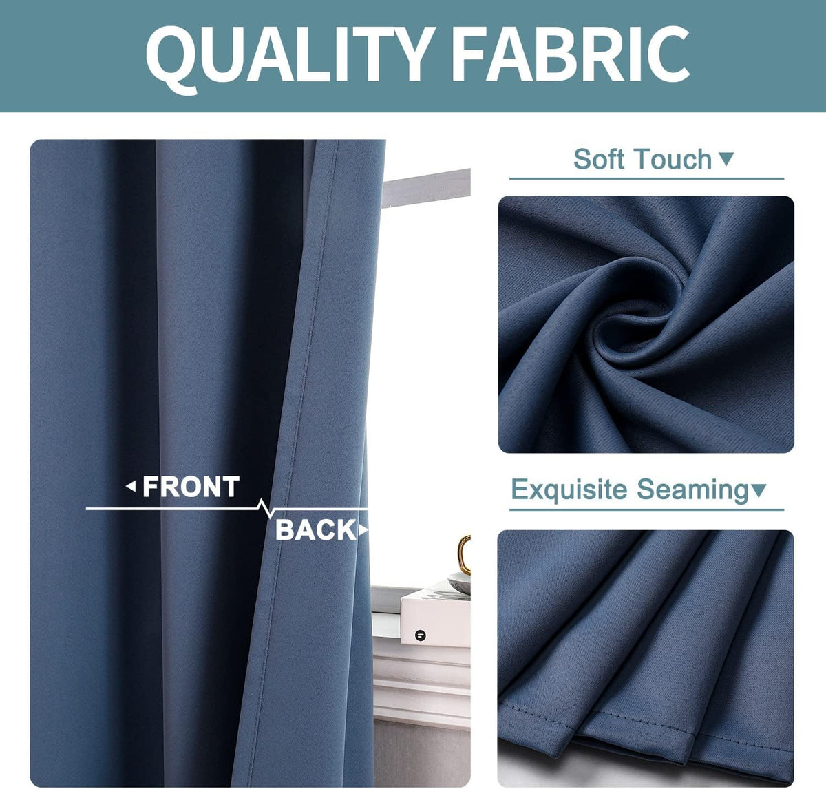 chrisdowa blackout curtains for bedroom and living room, close-up detail