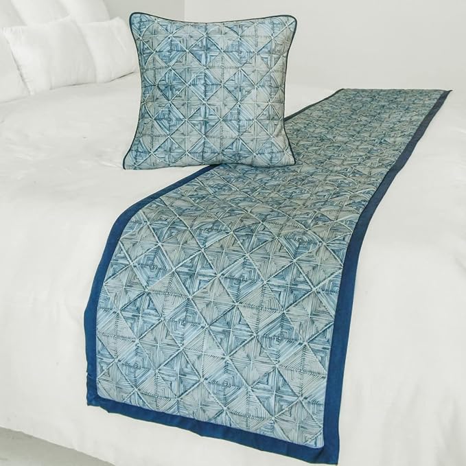 The HomeCentric King/Queen/Twin Blue Designer Queen 74"x18" Bed Runner - Image 5