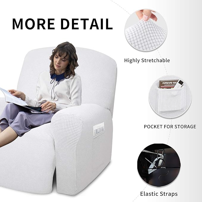 Easy-Going 4 Pieces Oversized Recliner Stretch Sofa Slipcover Sofa Cover - Image 4