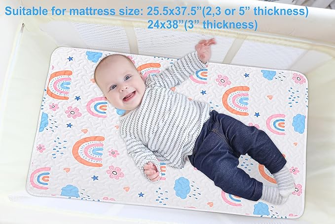 Quilted Pack n Play Sheet Fitted, Breathable Thick Pad - Image 4