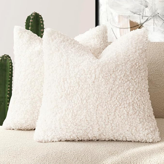 Foindtower 2 Pieces Faux Fur Throw Pillow Cover Accent Sherpa Pillow Fuzzy Soft by Foindtower