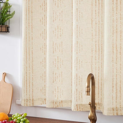 jinchan Boho Kitchen Curtain Linen Tier Curtain Bohemian Cafe 36 Inch Geometric - Image 3