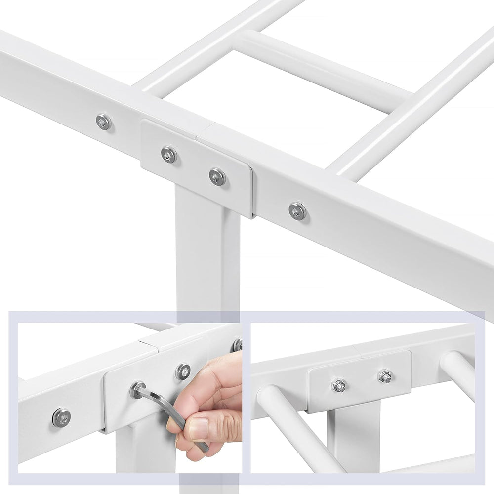 Yaheetech Twin Metal Bed Frame with Vintage Spindle Headboard White
