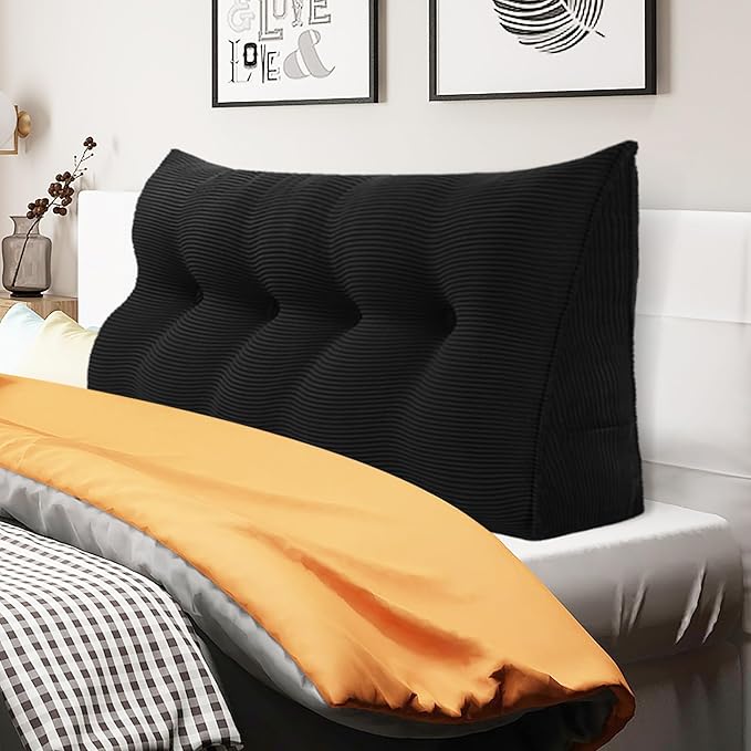 WOWMAX 100% Cotton Corduroy Headboard Pillow – Full Size Back Support Reading by WOWMAX