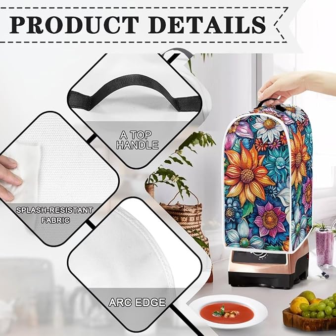 Bright Blossoms Dust Cover Set Washable Coffee Maker Appliance Blender Covers - Image 3