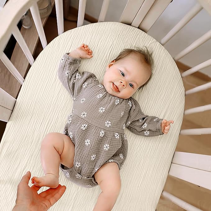 lulumoon Baby Muslin Bassinet Sheets: Cotton Bassinet Sheets Neutral - Image 6