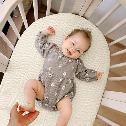 lulumoon Baby Muslin Bassinet Sheets: Cotton Bassinet Sheets Neutral - Image 6