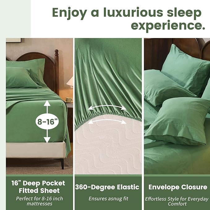 100% Linen Sheets Queen Size, Breathable & Durable 4-Piece Bed Flax Sheet Set - Image 3