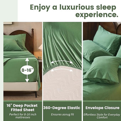 100% Linen Sheets Queen Size, Breathable & Durable 4-Piece Bed Flax Sheet Set - Image 3