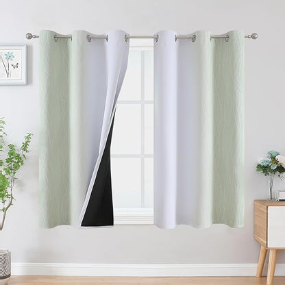 Estelar Textiler Sage Green and Greyish White Ombre Blackout Curtains 54 Inch by ESTELARTEXTILER