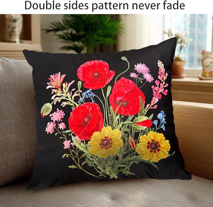Elegant Velvet Floral Throw Pillow Cover Double Sides Handmake Flower - Image 5