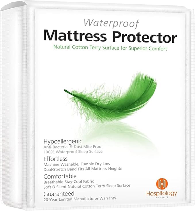 HOSPITOLOGY PRODUCTS Full Mattress Protector Hypoallergenic Natural Cotton by HOSPITOLOGY