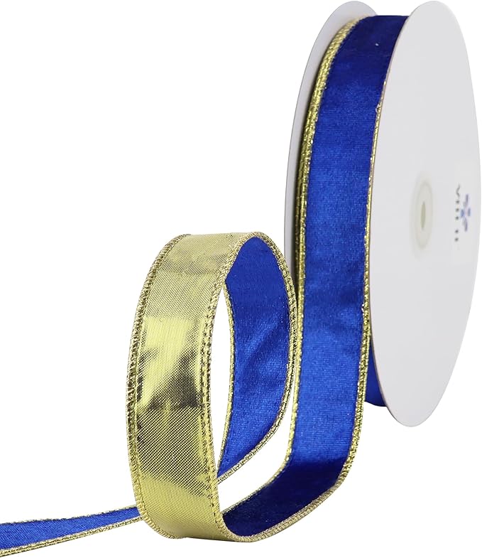 MEEDEE Crushed Royal Blue Velvet Ribbon - Image 9