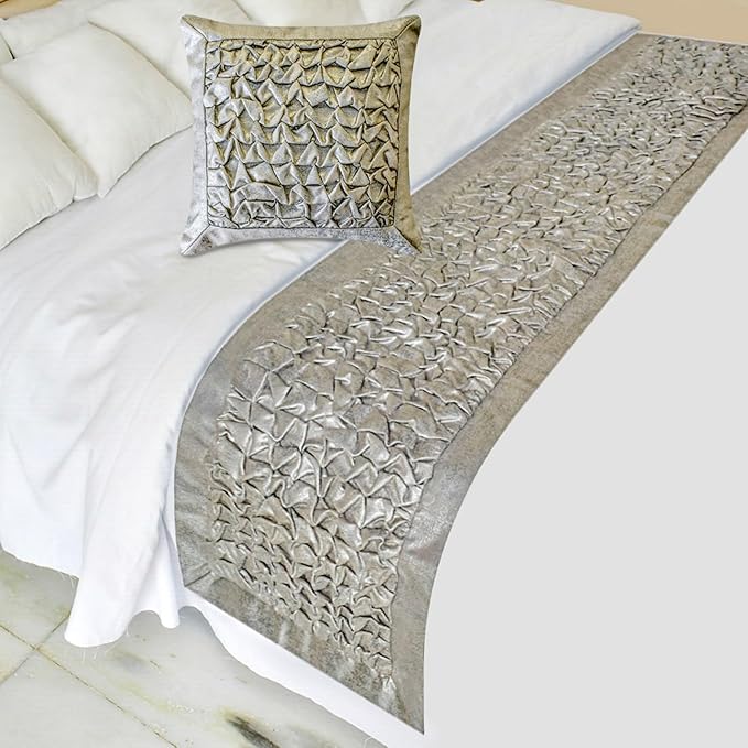 The HomeCentric King/Queen/Twin Silver Decorative Bed Runner Full 68"x18" Bed - Image 6