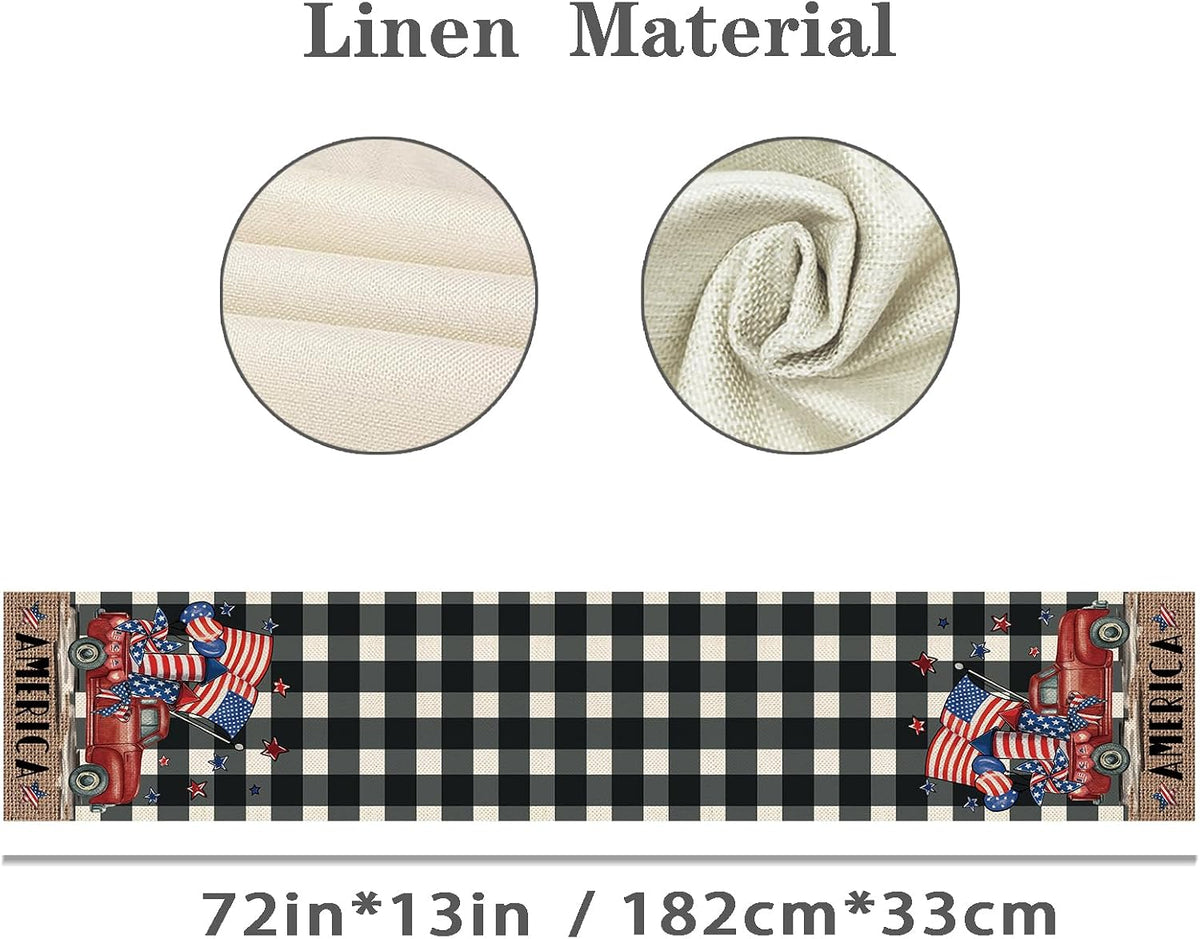 8 Pcs Truck Holiday Table Runners 72 Inches Long, Rustic Truck Fall Winter Halloween Christmas Burlap Table Runners, Car Buffalo Plaid Dining Table Decor for Farmhouse Garden Party Supplies