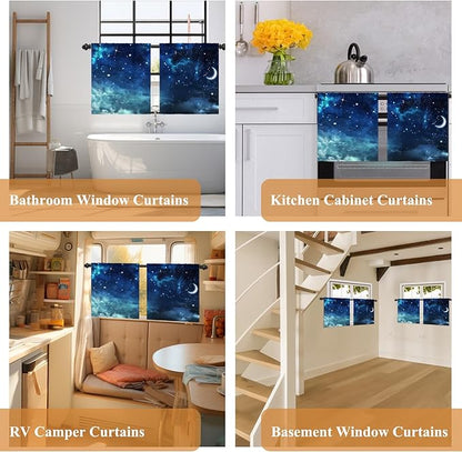 Renaiss 26 x 24 Inch Galaxy Small Kitchen Tier Curtains Space Nebula Cafe Half - Image 7