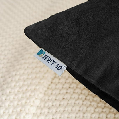 HWY 50 Black Velvet Rectangular Throw Pillow Covers 12x20 Inch - Image 3