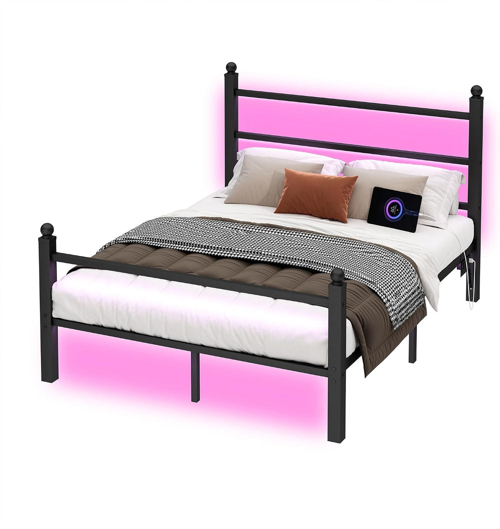 CLIBFENG Full Size Bed Frame with Headboard and Footboard,Steel Slats Support...