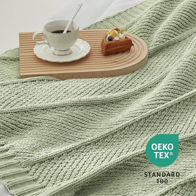Amélie Home Chevron Chenille Knit Throw Blanket - Image 2