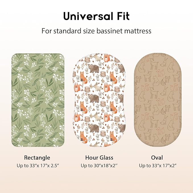 Baby Bassinet Sheets Girl Boy, Fitted Bassinet Sheet Set 3 Pack Bassinet - Image 4