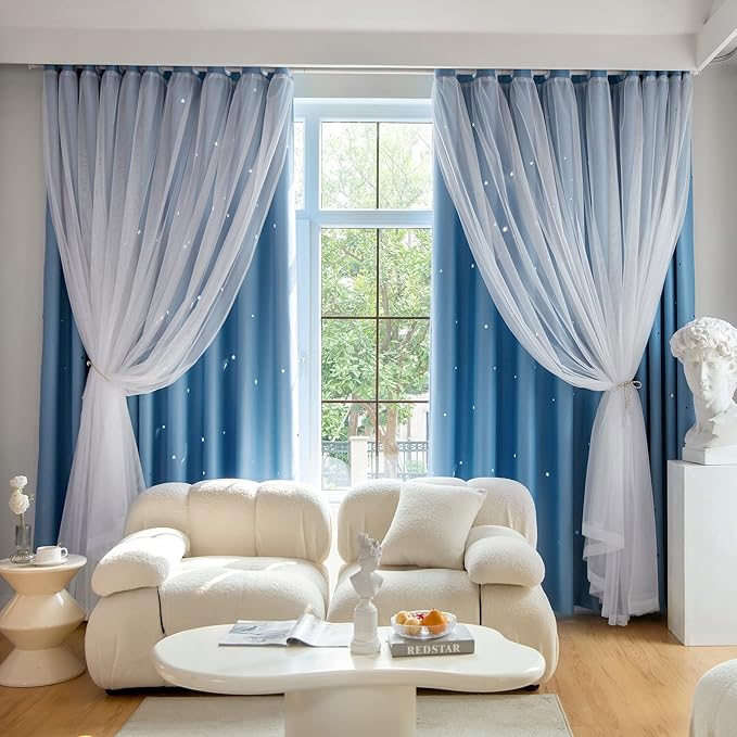 Stars Blackout Curtains for Bedroom by Loyala
