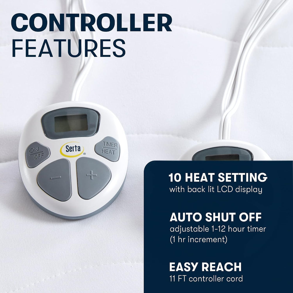 Serta Heated Mattress Pad with Deep Pocket & Dual Controller King