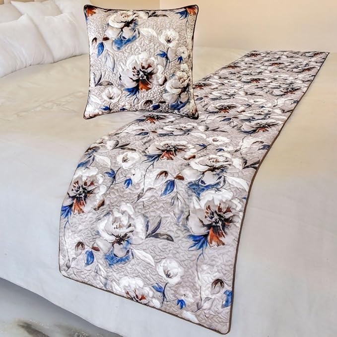 The HomeCentric King/Queen/Twin Ivory Luxury Twin 53"x18" Bed Runner Without by TheHomeCentric
