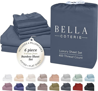 Bella Coterie 6 Piece Luxury Bamboo Viscose Queen Size Sheet Set | 100% by BC