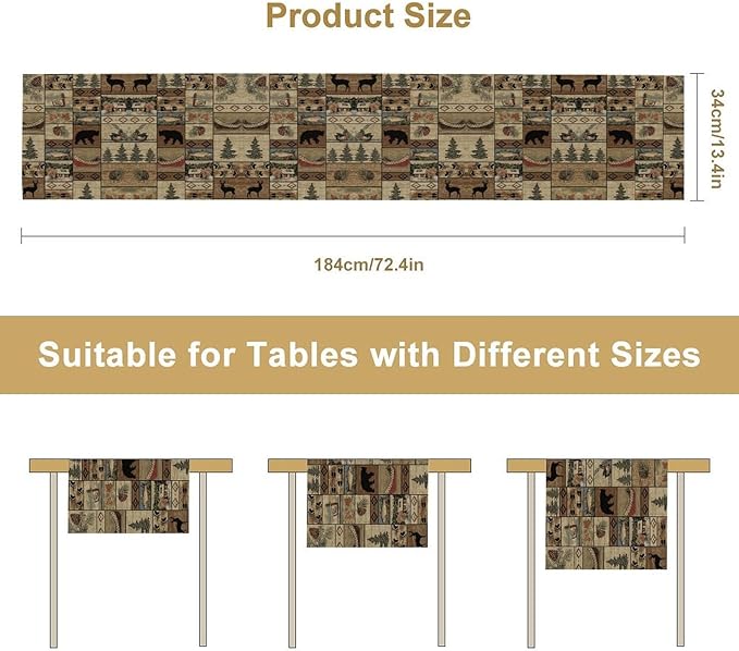 Wildlife Bear Table Runner, Rustic Cabin Animal Farmhouse Table Runner - Image 7