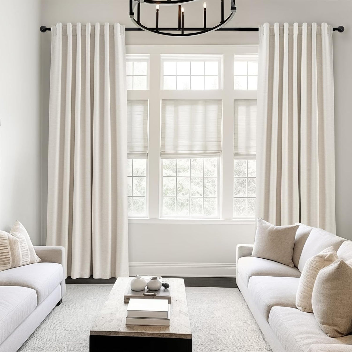 topfinel linen blackout curtains 96 inch long, boho, main product view