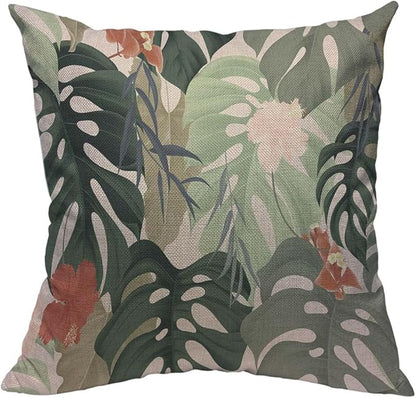 TKS MITLAN Hibiscus Flowers Pillow Covers 18 x 18 Inch Tropical Plants by TKS+MITLAN