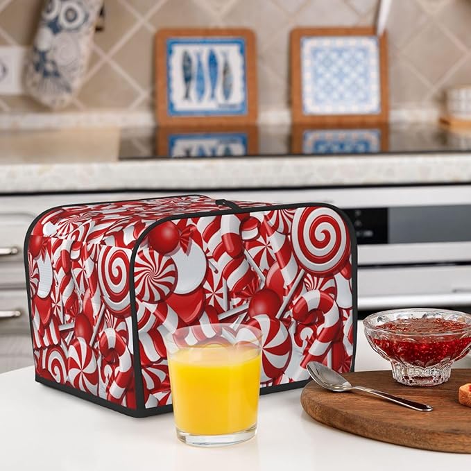 Red And White Christmas Candy Canes 4 Slice Toaster Cover, Waterproof Toaster - Image 7