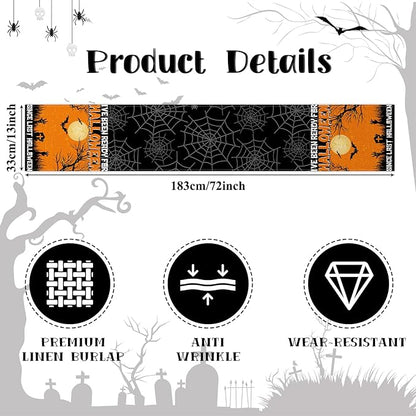 Happy Halloween Table Runner Since Last Halloween Orange Night Full Moon Black - Image 6