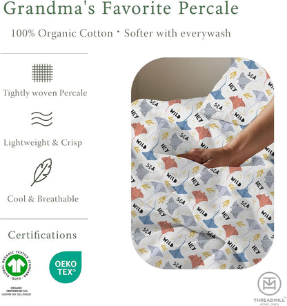 threadmill organic cotton twin xl sheet set, percale shown in use