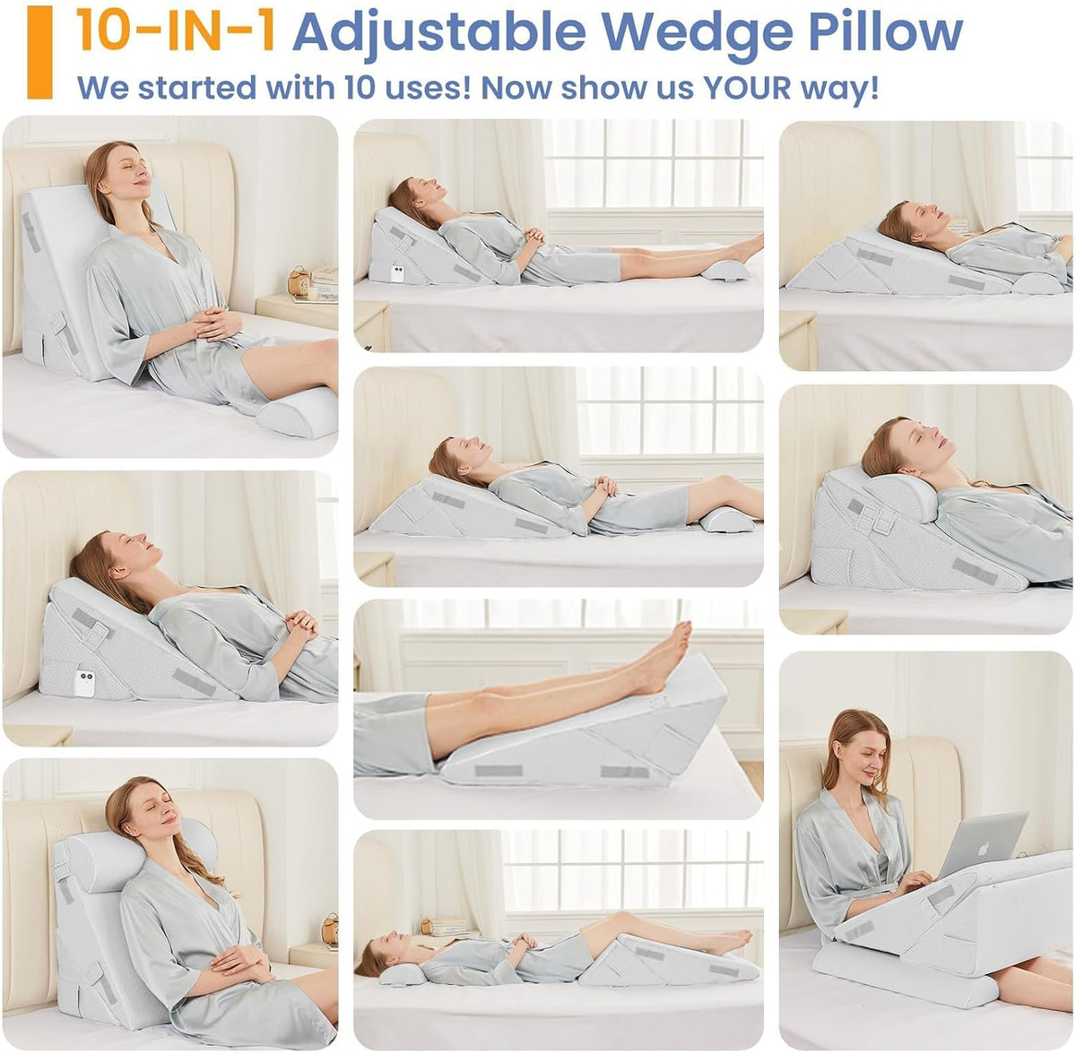 sasttie adjustable wedge pillow set for after surgery, close-up detail