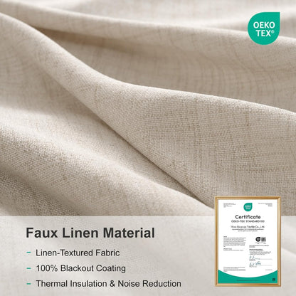 linen total blackout curtains for bedroom living room on a desk or shelf