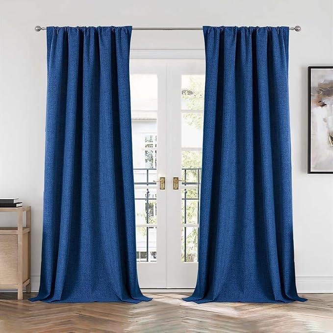 CUCRAF Linen 100% Blackout Curtains 84 Inch Length 2 Panels Set, Back Tab and - Image 7
