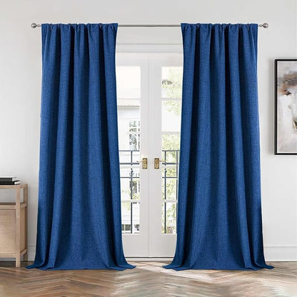 CUCRAF Linen 100% Blackout Curtains 84 Inch Length 2 Panels Set, Back Tab and - Image 7