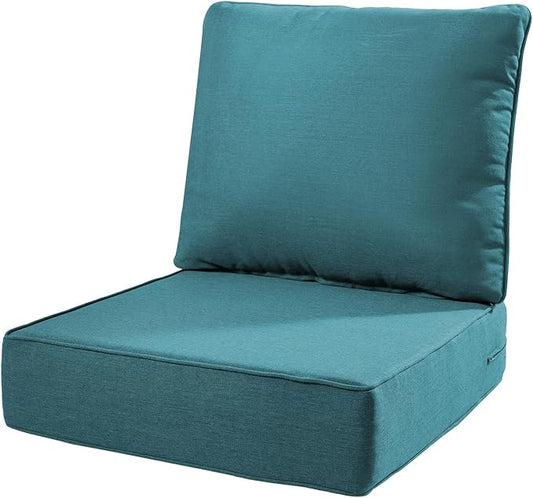 6" Thick Outdoor Cushions 22x24x6, 1-Set Deep Seat Patio Cushions by Pugire
