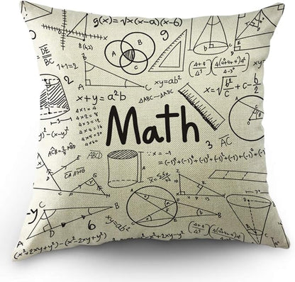 Moslion Education Pillow Cover Physics Mathematical Formula Doodle School Angle by Moslion