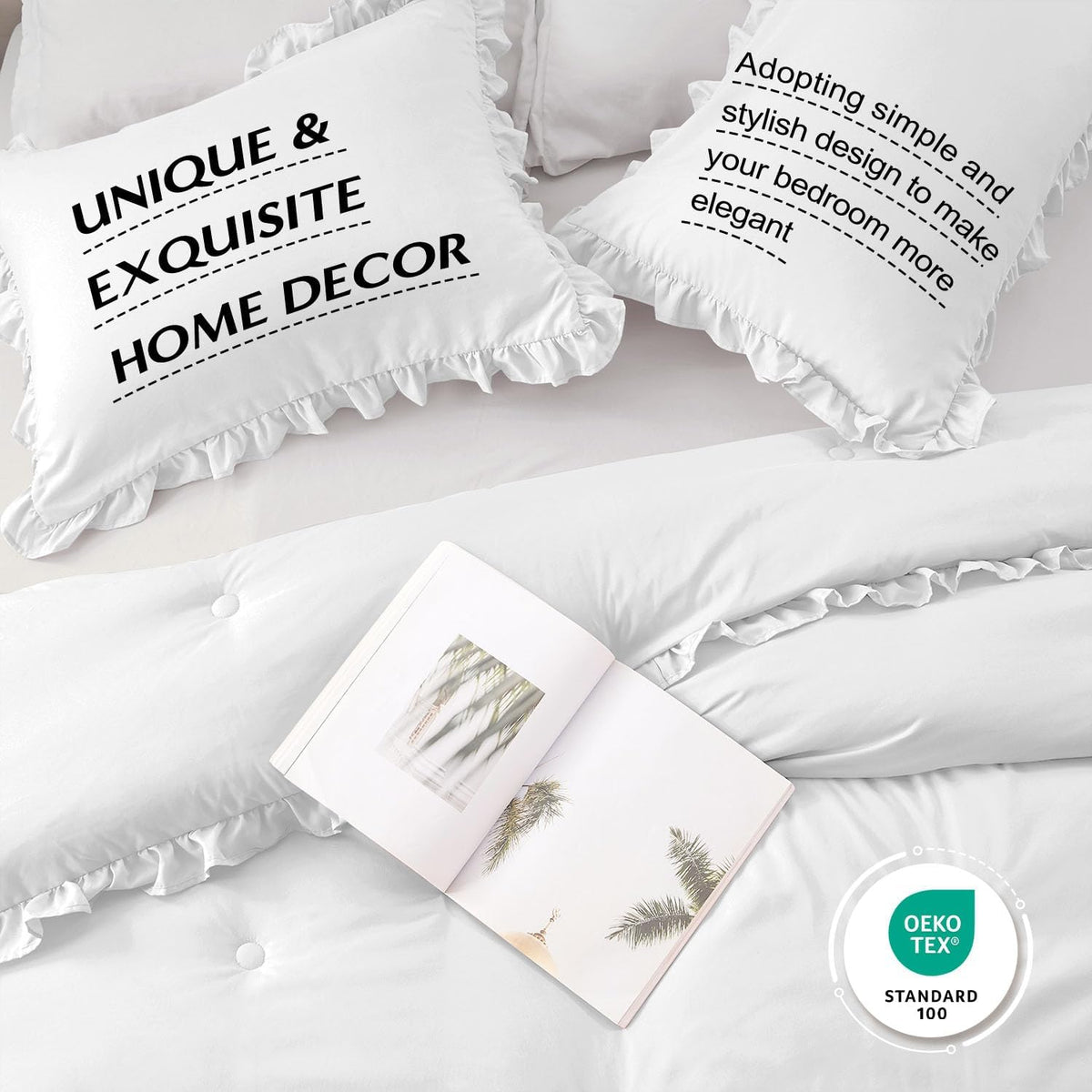 harborest full comforter - white ruffle comforter for, side view